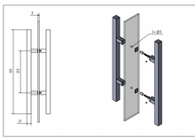 Cargar imagen en el visor de la galería, Tirador doble de acero inoxidable para puerta de madera o cristal.