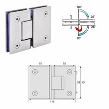 Cargar imagen en el visor de la galería, Bisagra doble de Acero Inoxidable para vidrio Acabado Satinado.