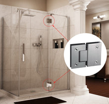 Cargar imagen en el visor de la galería, Bisagra doble de Acero Inoxidable para vidrio Acabado Satinado.