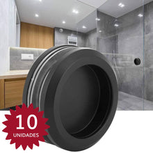 Cargar imagen en el visor de la galería, Pack 10 Tirador-Uñero redondo negro ciego de acero inoxidable para puerta de cristal.