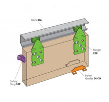 Cargar imagen en el visor de la galería, Kit Single Top con carril de aluminio para 1 puerta de hasta 45kg. - accesorios para puertas