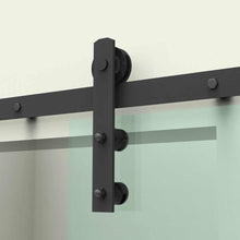 Cargar imagen en el visor de la galería, Kit Rustic Cristal de acero negro para puertas de hasta 80kg. - accesorios para puertas