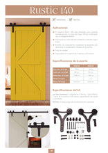 Cargar imagen en el visor de la galería, Kit Rustic 140 de acero negro para puertas de hasta 140kg. - accesorios para puertas