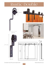 Cargar imagen en el visor de la galería, Kit Puerta Corredera Rustic Double de acero negro para puertas de hasta 80kg - accesorios para puertas