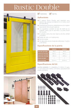 Cargar imagen en el visor de la galería, Kit Puerta Corredera Rustic Double de acero negro para puertas de hasta 80kg - accesorios para puertas