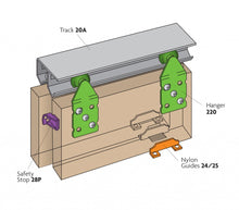 Cargar imagen en el visor de la galería, Kit Puerta Corredera Double Top con carril de aluminio para 2 puertas de hasta 45kg - accesorios para puertas
