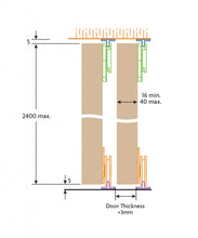 Cargar imagen en el visor de la galería, Kit Cello con carril de aluminio para 2 o 3 puertas de hasta 25kg. - accesorios para puertas