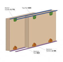 Cargar imagen en el visor de la galería, Kit Cello con carril de aluminio para 2 o 3 puertas de hasta 25kg. - accesorios para puertas