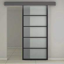 Cargar imagen en el visor de la galería, Kit Puerta Corredera Prisma 100 Negro para puertas de madera o metal hasta 100Kg - accesorios para puertas