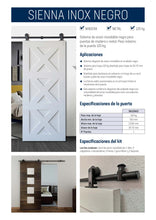 Cargar imagen en el visor de la galería, Kit Puerta Corredera Sienna Madera de acero inoxidable negro para puertas de hasta 120kg - accesorios para puertas