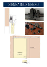 Cargar imagen en el visor de la galería, Kit Puerta Corredera Sienna Madera de acero inoxidable negro para puertas de hasta 120kg - accesorios para puertas
