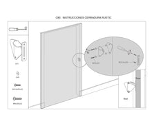 Cargar imagen en el visor de la galería, Instrucciones cierre de puerta de madera en acero inoxidable sistema Rustic.