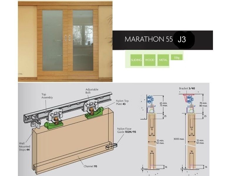 Kit Puerta Corredera Marathon 55 para puertas de madera o metal hasta –  Accesorios para puertas