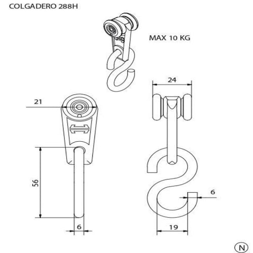 Colgadero Henderson 284N hasta 50Kg.