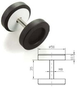 Tirador-Uñero redondo negro de acero para puerta de madera - accesorios para puertas